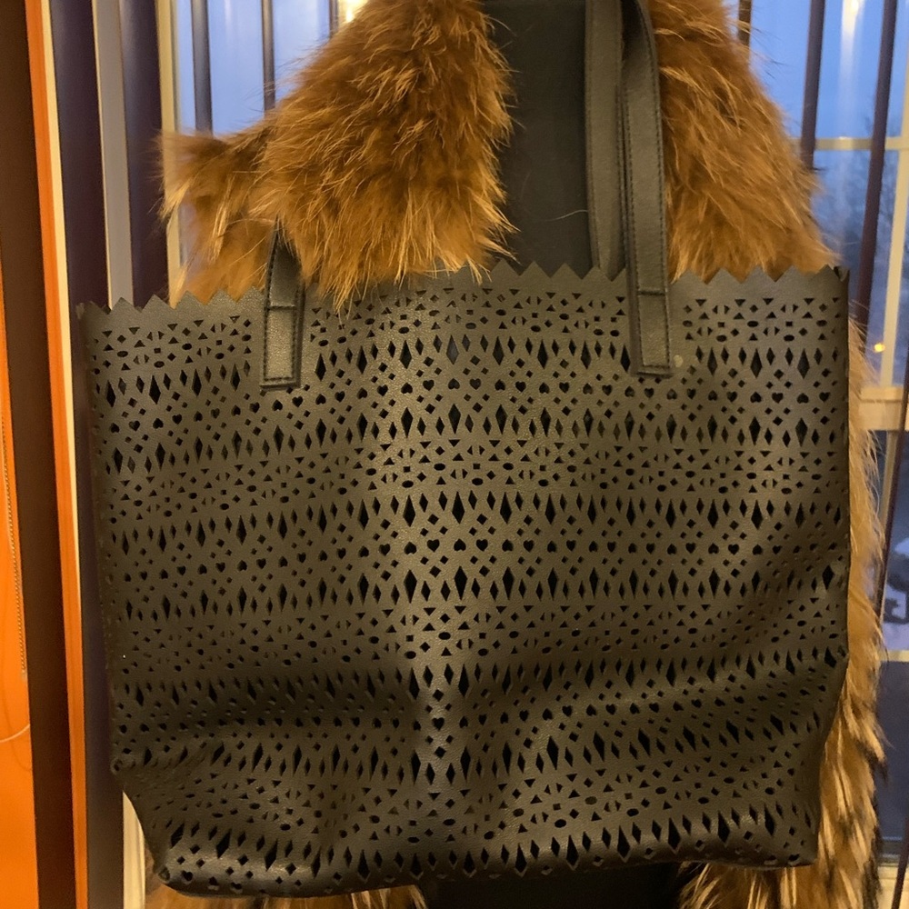 Black Perforated Tote Bag